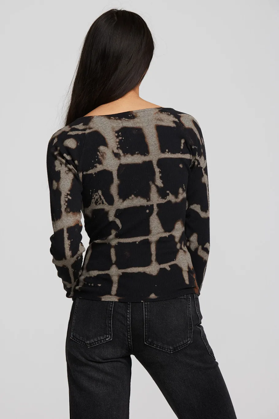 New Chaser Brand Recycled Vintage Rib Long Sleeve Top With Twist Detail