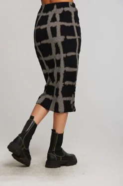 Best Sale Chaser Brand Recycled Vintage Rib Midi Skirt With Shirring And Side Slit