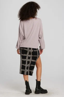 Best Sale Chaser Brand Recycled Vintage Rib Midi Skirt With Shirring And Side Slit