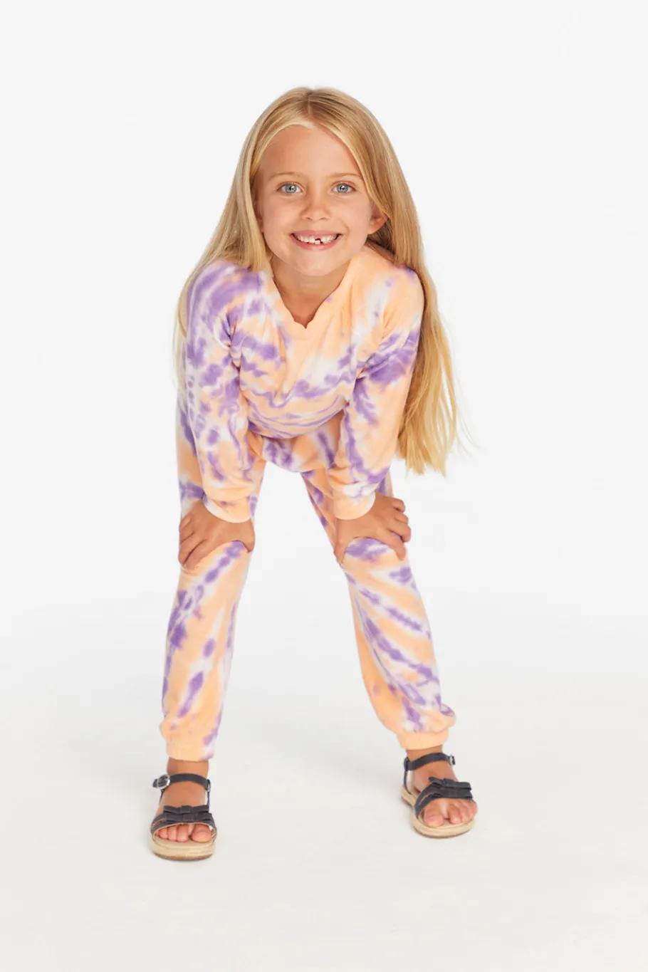 Clearance Chaser Brand Reverse Peach Lavender Tie Dye Cozy Knit Pullover