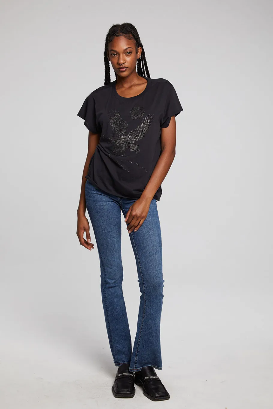 Cheap Chaser Brand Rhinestone Eagle Tee