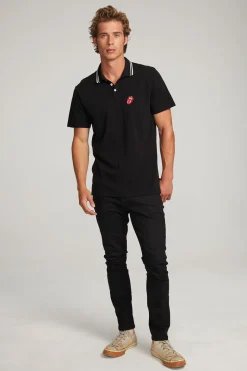 Outlet Chaser Brand Rolling Stones Embroidered Logo Mens Polo Tee