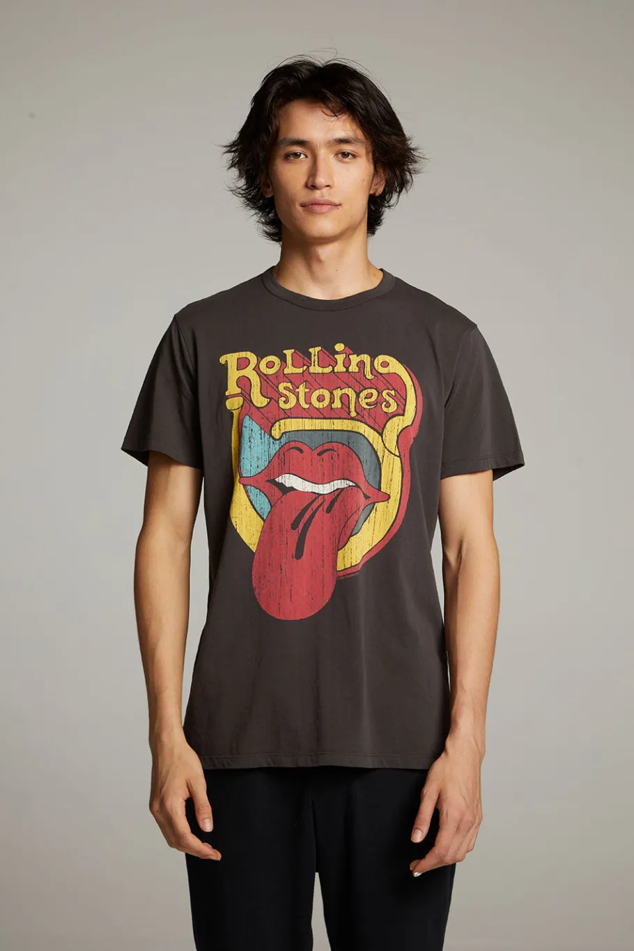 Cheap Chaser Brand Rolling Stones Retro Logo Crew Neck Tee