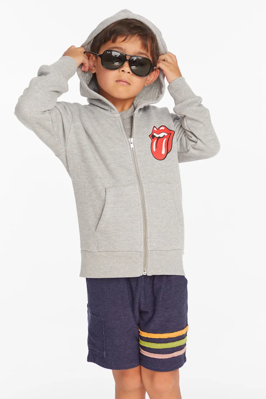 Cheap Chaser Brand Rolling Stones Script Logo Boys Zip-up Hoodie