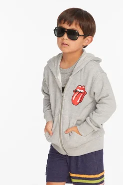 Cheap Chaser Brand Rolling Stones Script Logo Boys Zip-up Hoodie