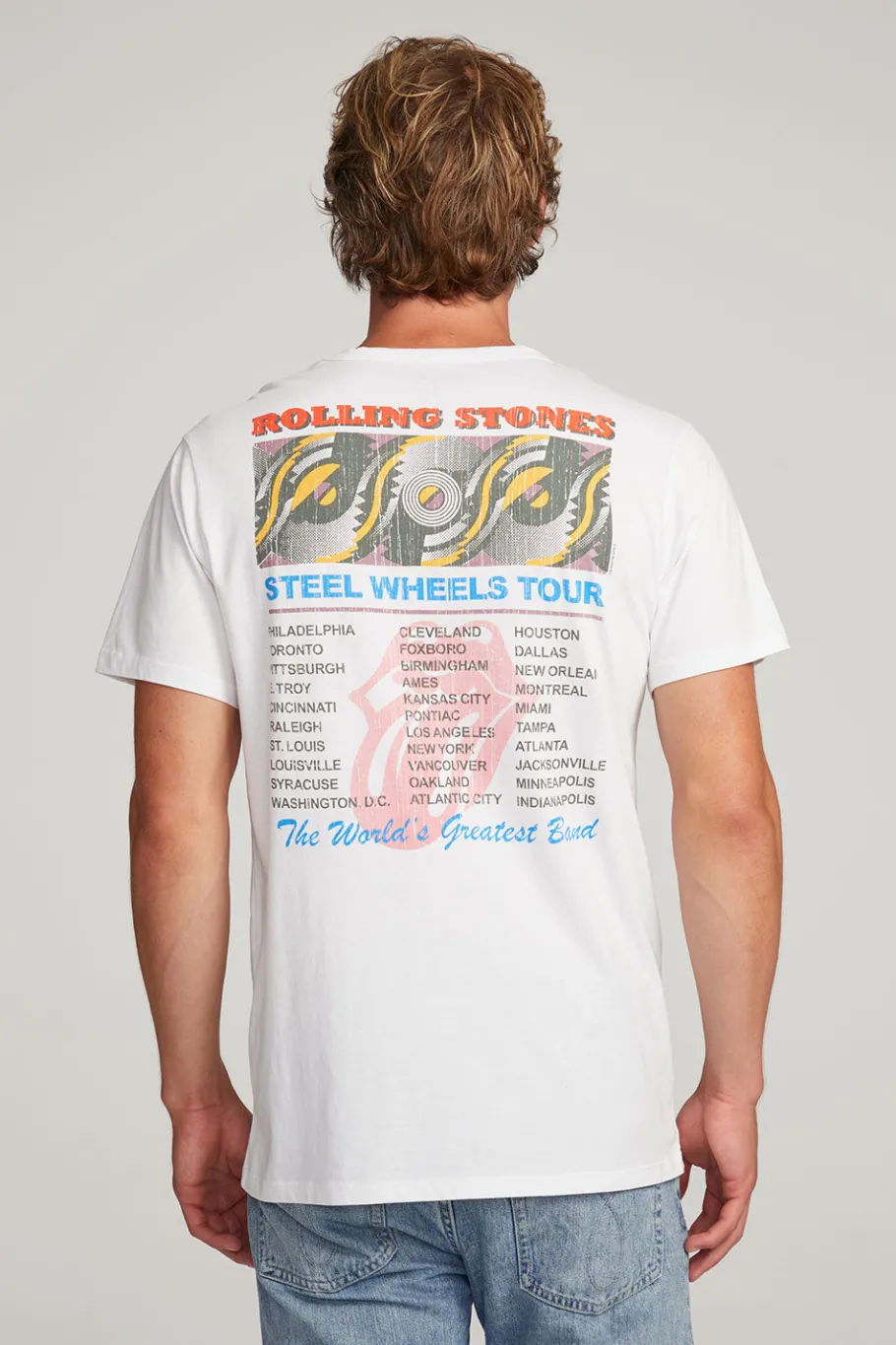 Sale Chaser Brand Rolling Stones Steel Wheels Tour Mens Tee