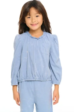 Fashion Chaser Brand Ruffle Neck Pocket Shirred Tee