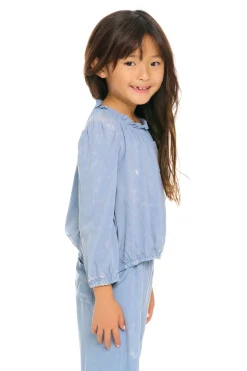 Fashion Chaser Brand Ruffle Neck Pocket Shirred Tee