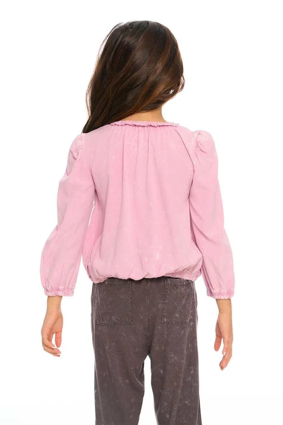 Hot Chaser Brand Ruffle Neck Pocket Shirred Tee