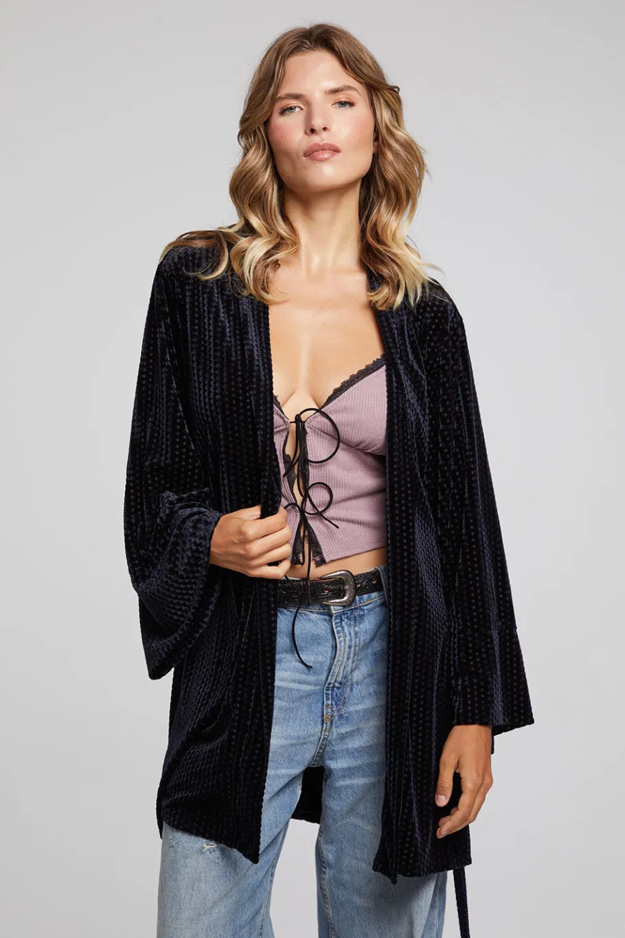 Discount Chaser Brand Salina Check Burnout Kimono