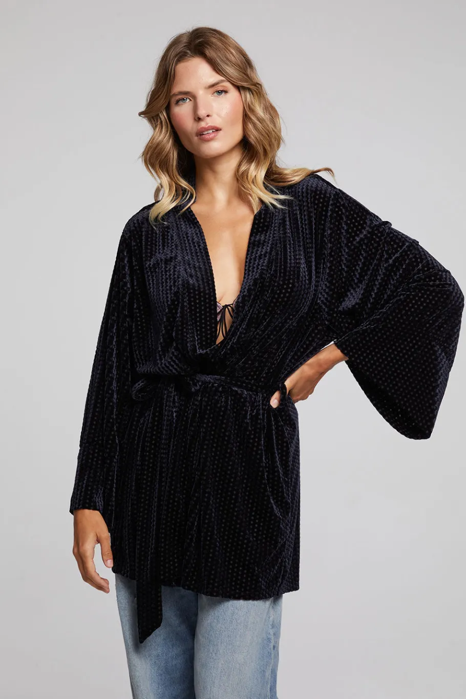 Discount Chaser Brand Salina Check Burnout Kimono
