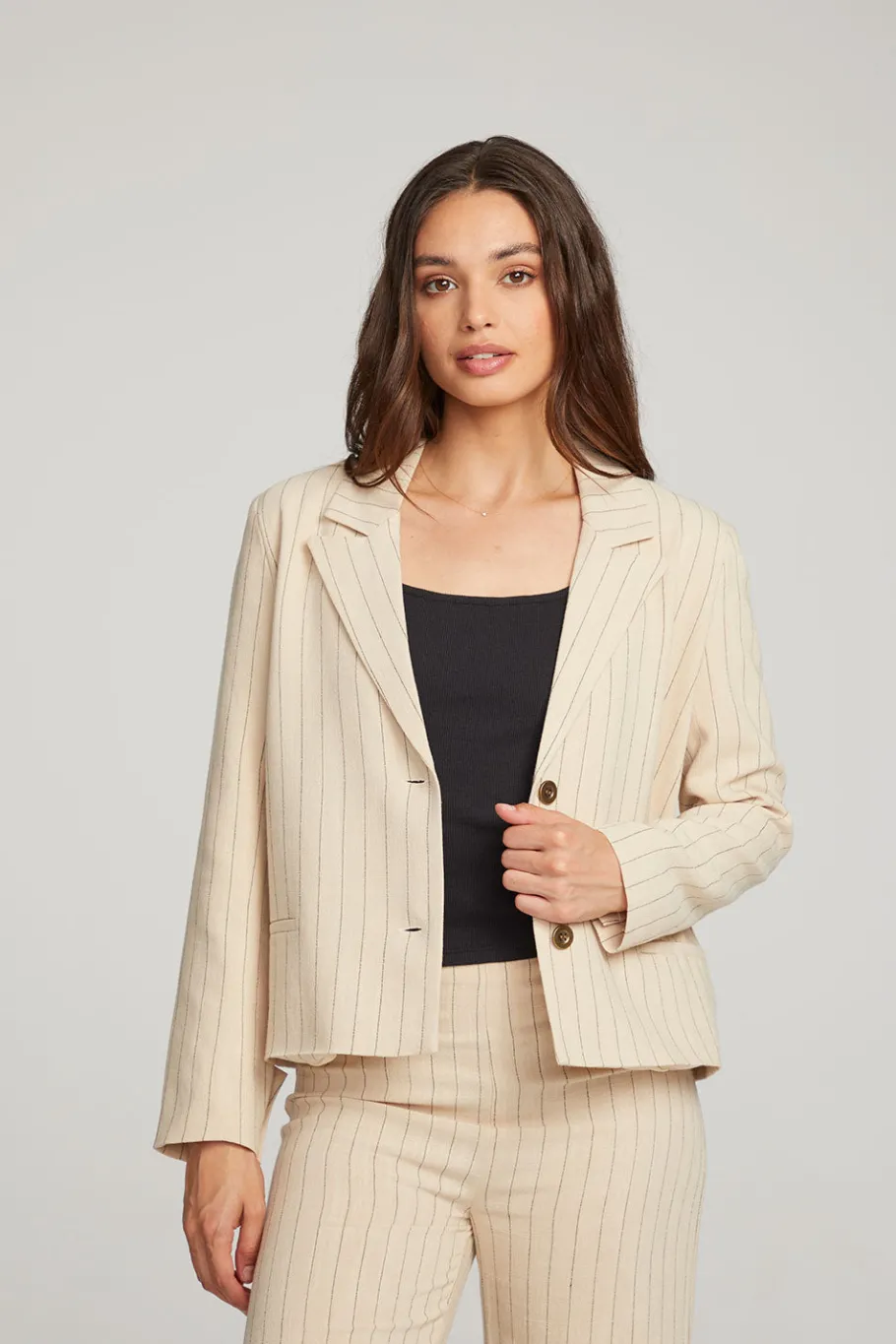 Shop Chaser Brand Santanaa White Pinstripe Blazer