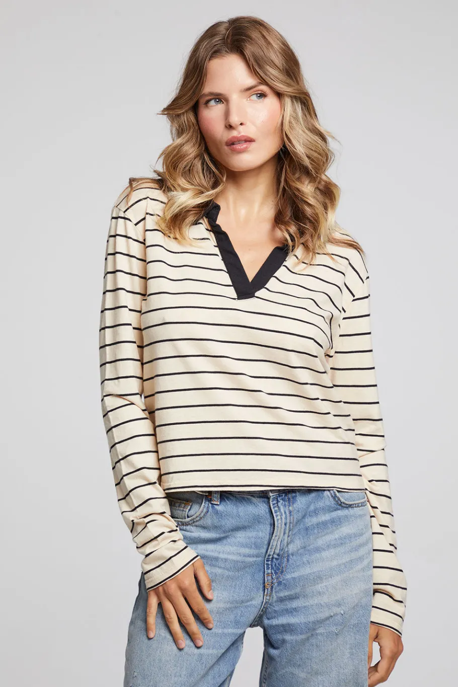 Flash Sale Chaser Brand Sausalito Black Sand Stripe Long Sleeve