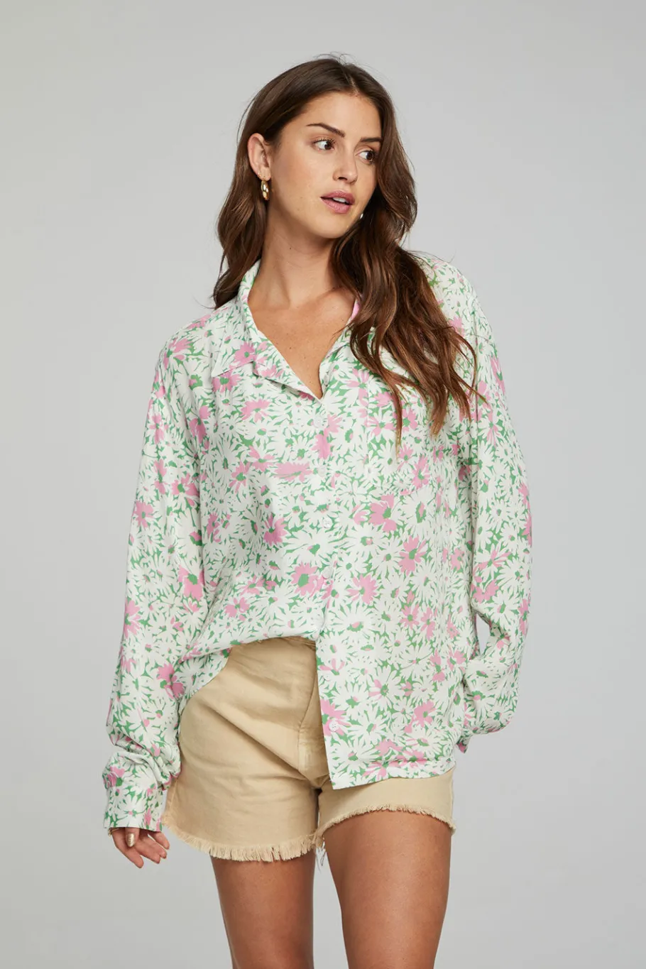 Online Chaser Brand Saville Button Down - Grass Daisy Floral