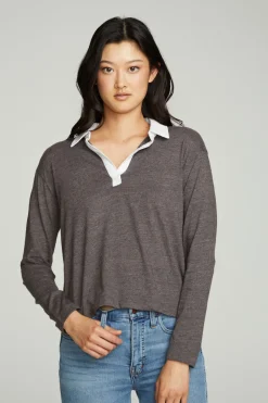 Sale Chaser Brand Semi Cropped Polo Boxy Short Sleeve Tee