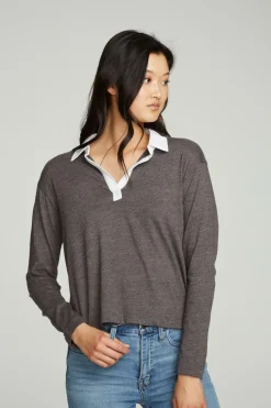 Sale Chaser Brand Semi Cropped Polo Boxy Short Sleeve Tee