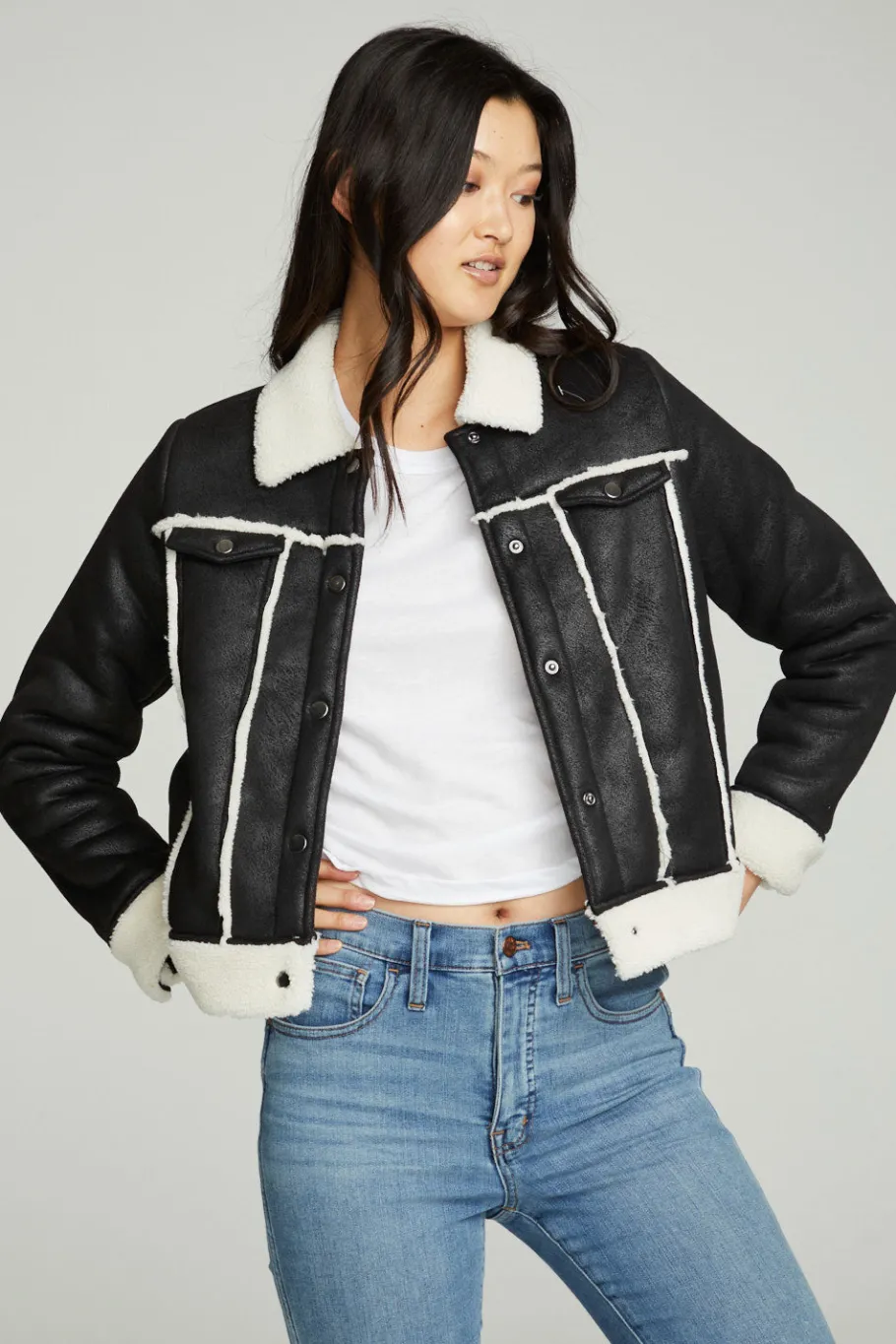 Hot Chaser Brand Shearling Trucker Jacket