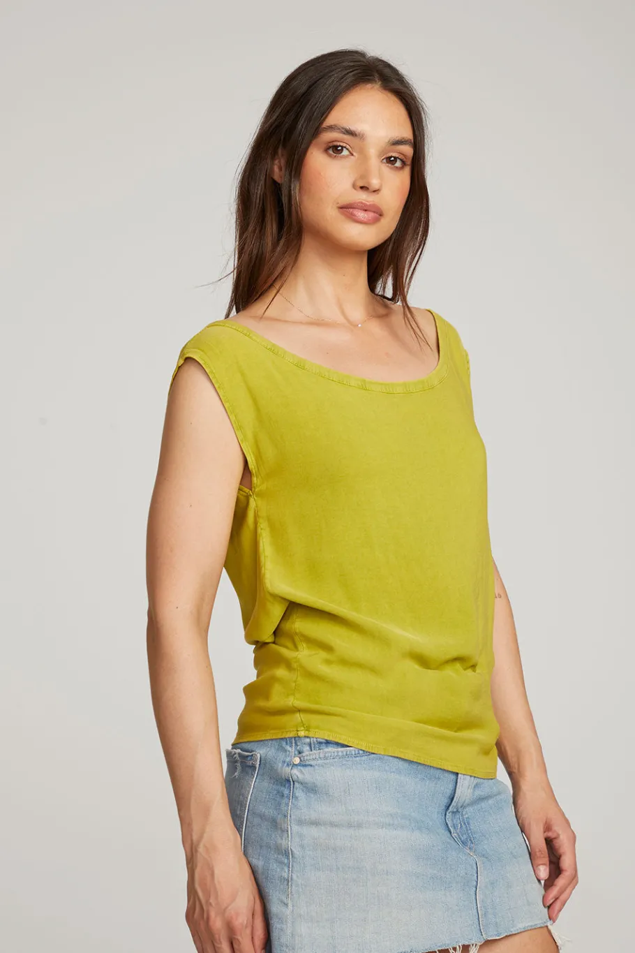 Fashion Chaser Brand Sleeveless Citron Dolman Tee