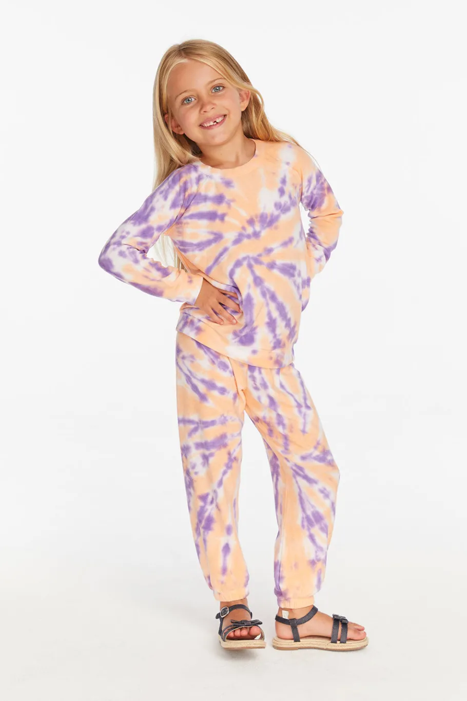 Online Chaser Brand Slim Peach Lavender Tie Dye Girls Slouchy Pant
