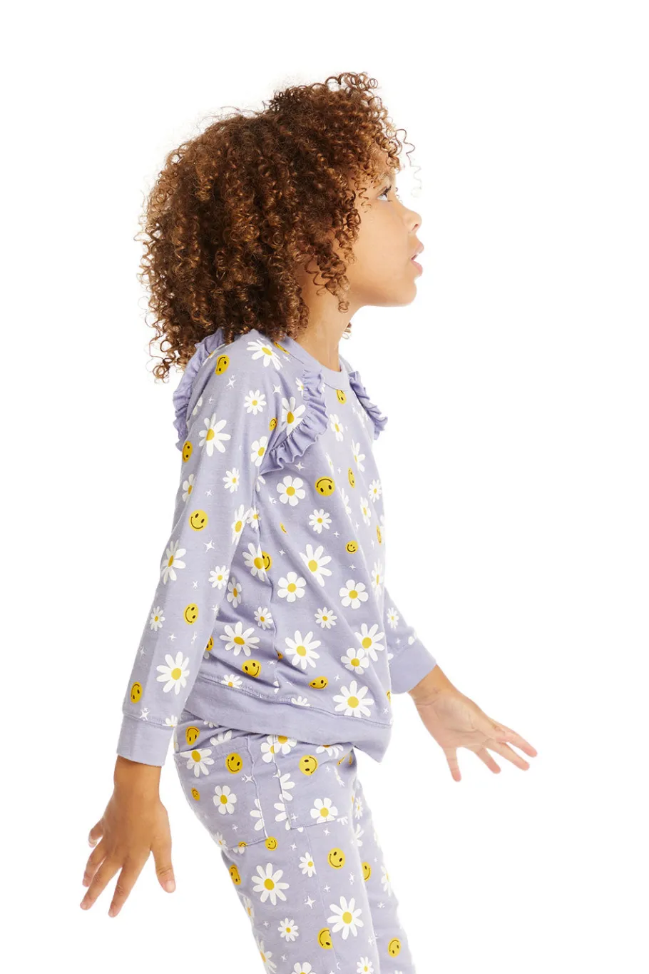 Shop Chaser Brand Smiley Daisies Long Sleeve Ruffle Top
