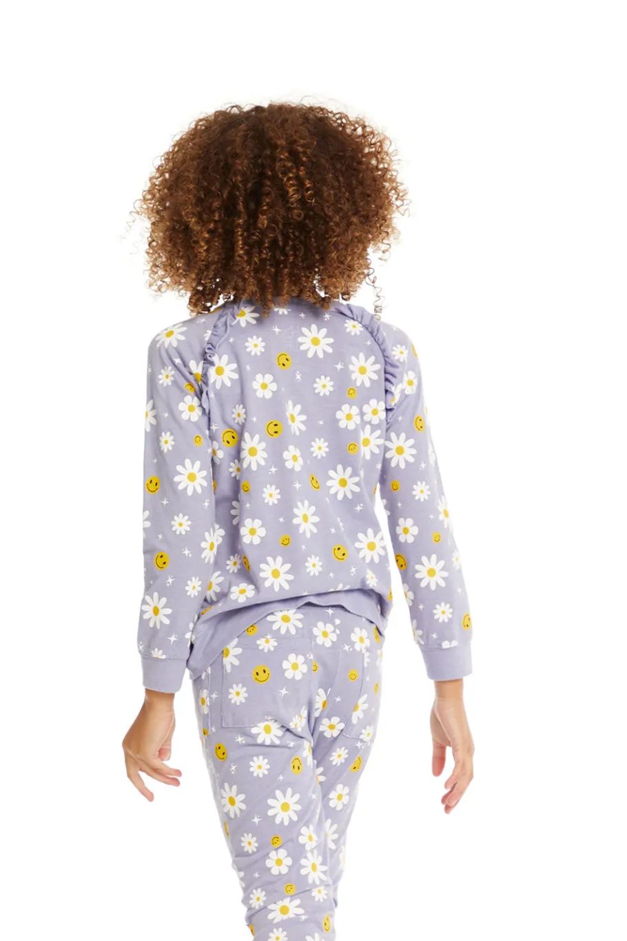 Shop Chaser Brand Smiley Daisies Long Sleeve Ruffle Top
