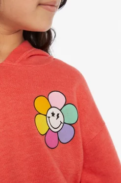 Discount Chaser Brand Smiley Flower & Hearts Girls Pullover Hoodie