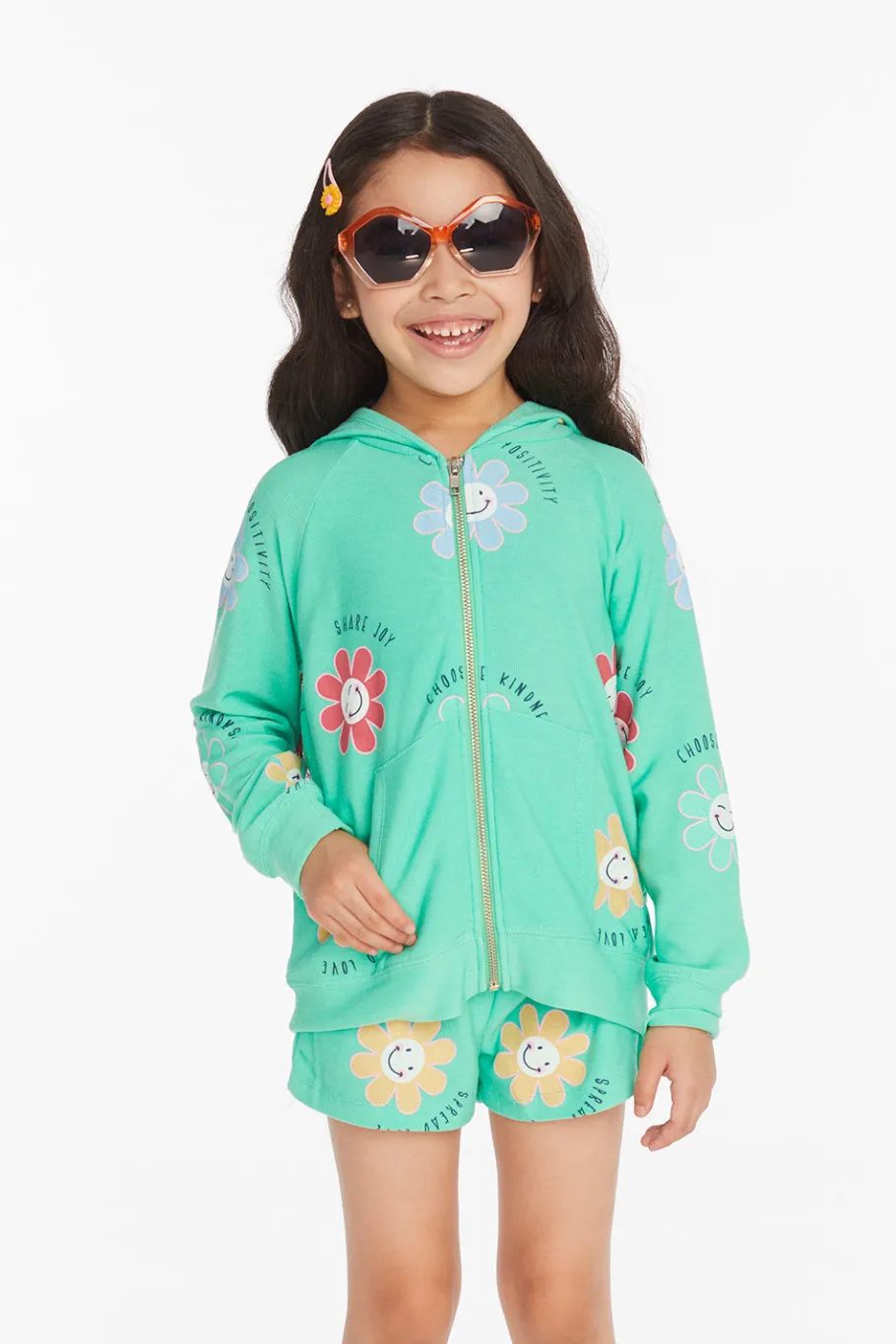 Cheap Chaser Brand Smiley Flower Girls Zip-up Hoodie