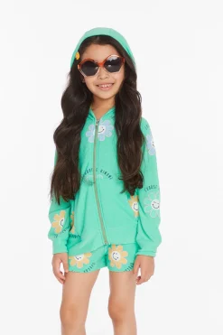 Cheap Chaser Brand Smiley Flower Girls Zip-up Hoodie
