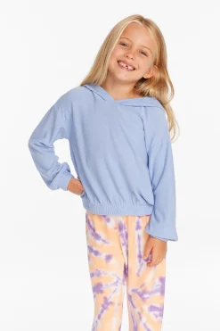 Shop Chaser Brand Star Smiley Semi Cropped Shirred Hoodie Pullover