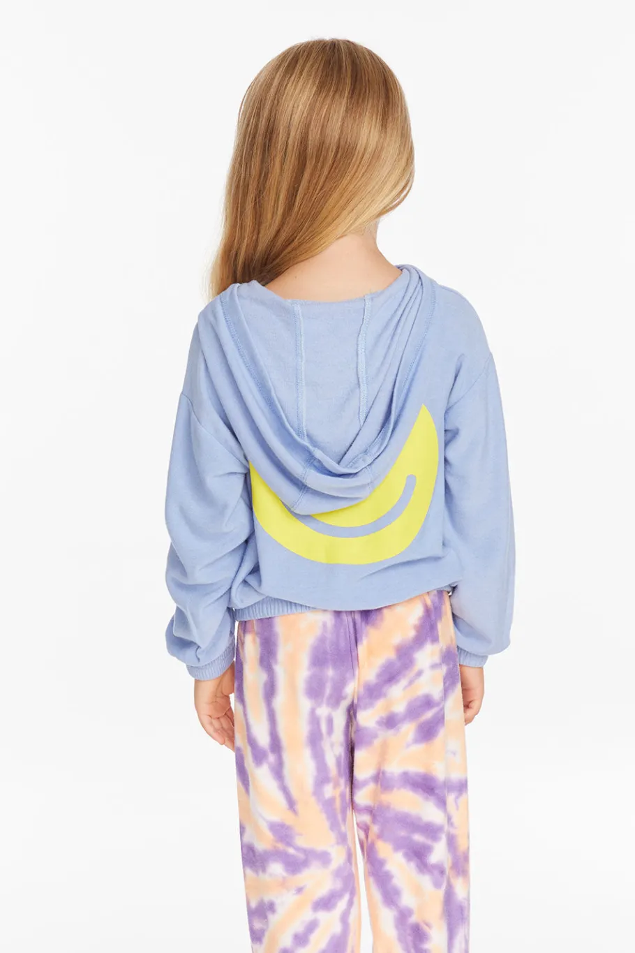 Shop Chaser Brand Star Smiley Semi Cropped Shirred Hoodie Pullover