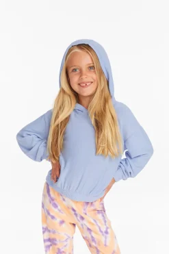 Shop Chaser Brand Star Smiley Semi Cropped Shirred Hoodie Pullover