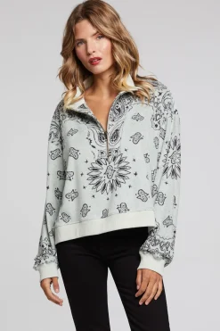 Cheap Chaser Brand Stella Matcha Half Zip Pullover