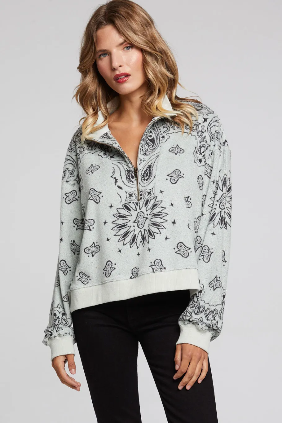 Cheap Chaser Brand Stella Matcha Half Zip Pullover