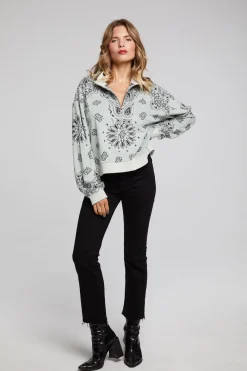 Cheap Chaser Brand Stella Matcha Half Zip Pullover