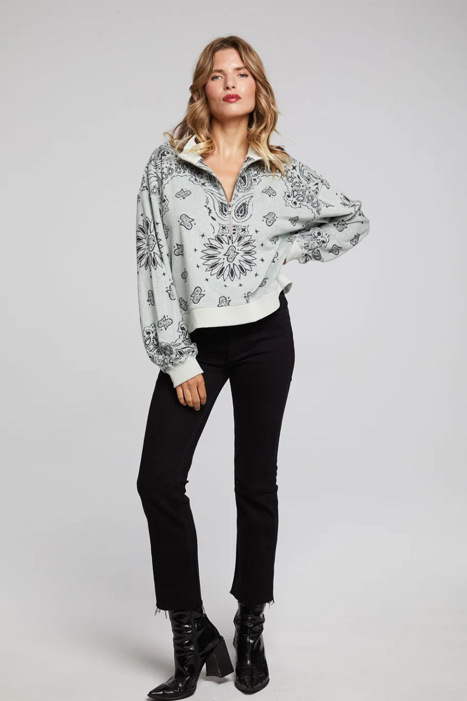 Cheap Chaser Brand Stella Matcha Half Zip Pullover