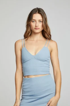 New Chaser Brand Strand Crop Top - Faded Denim