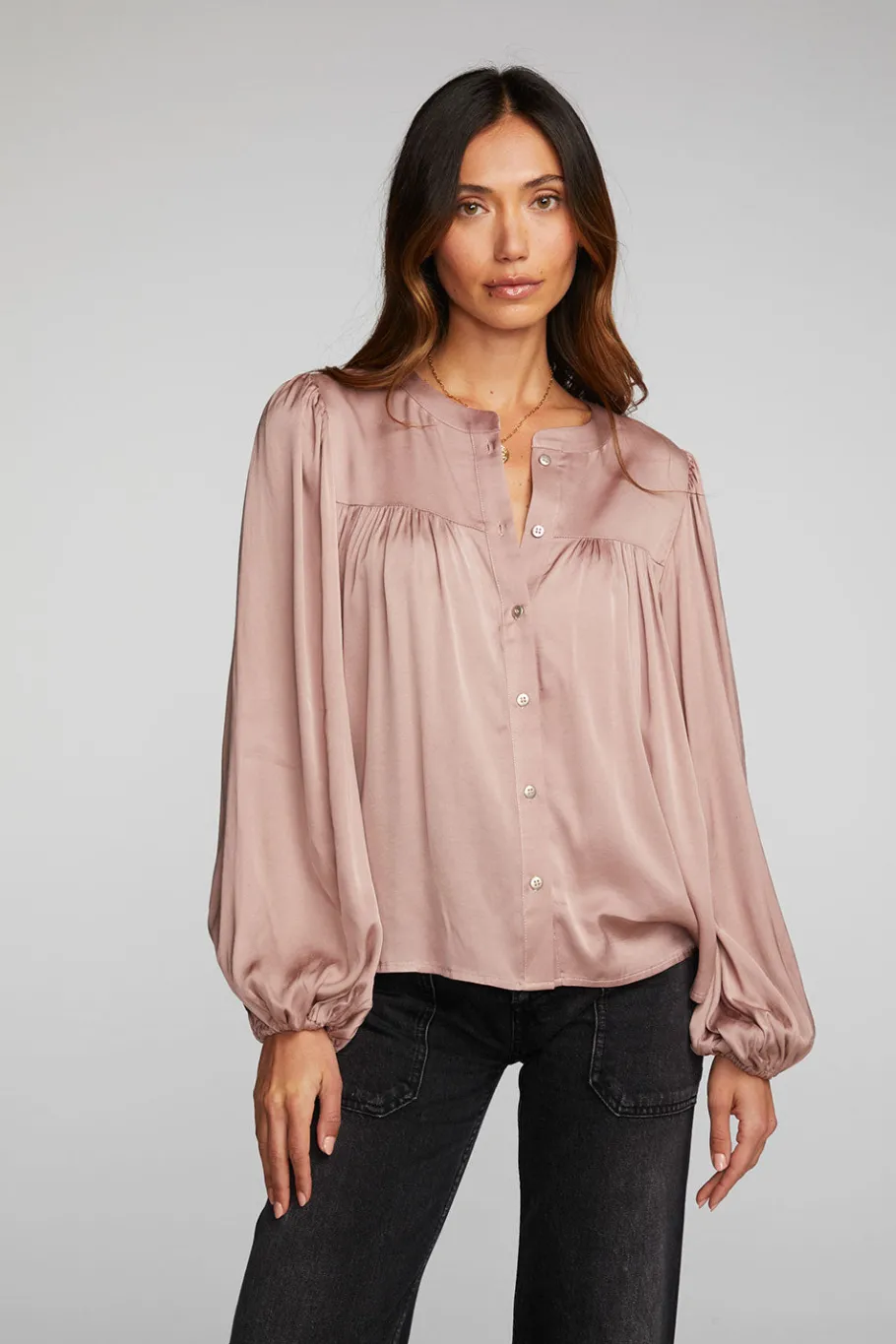 Discount Chaser Brand Stretch Silky Woven Button Down