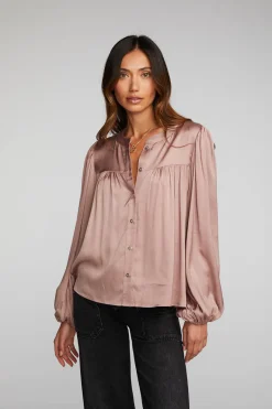 Discount Chaser Brand Stretch Silky Woven Button Down