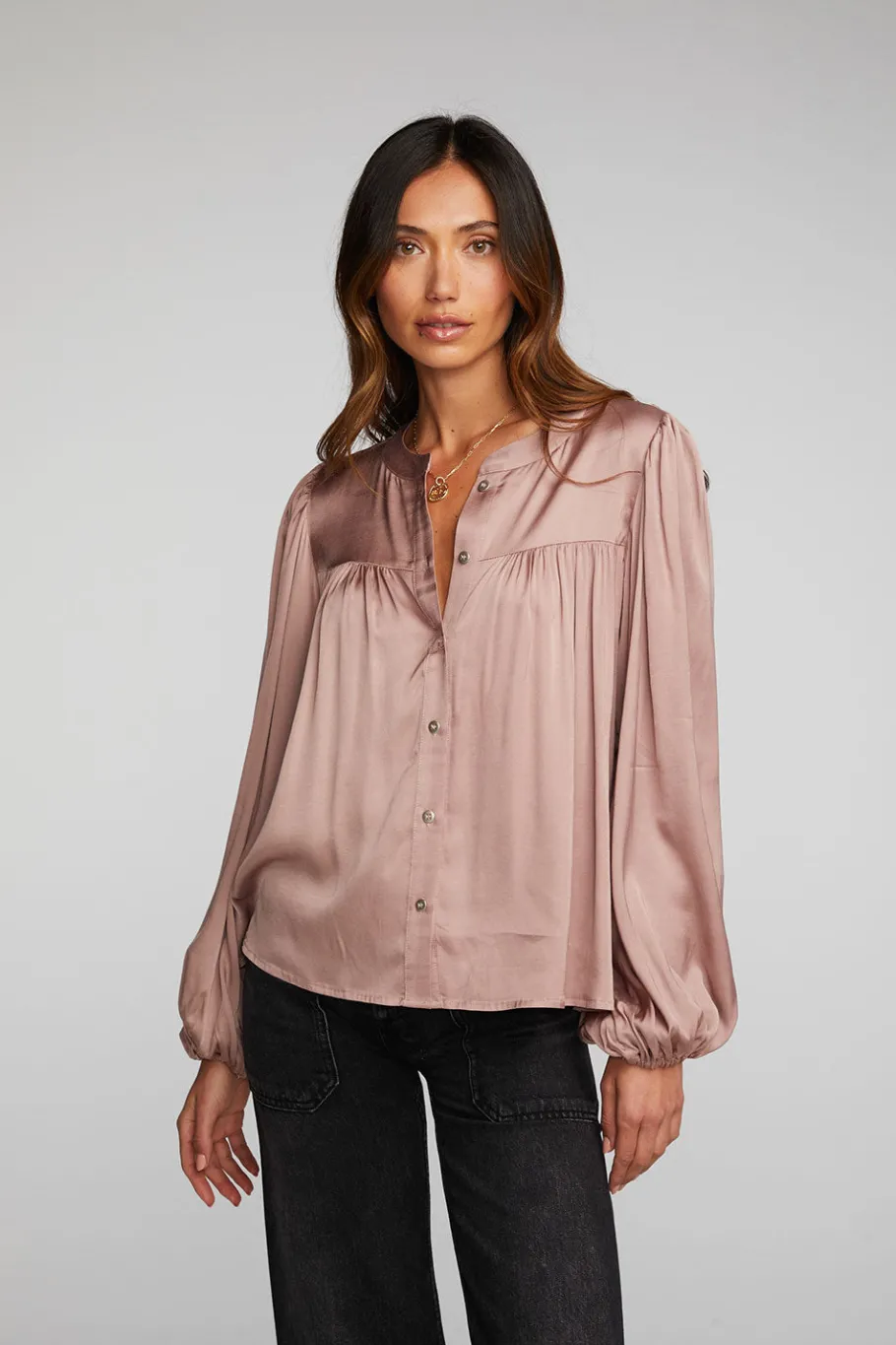 Discount Chaser Brand Stretch Silky Woven Button Down