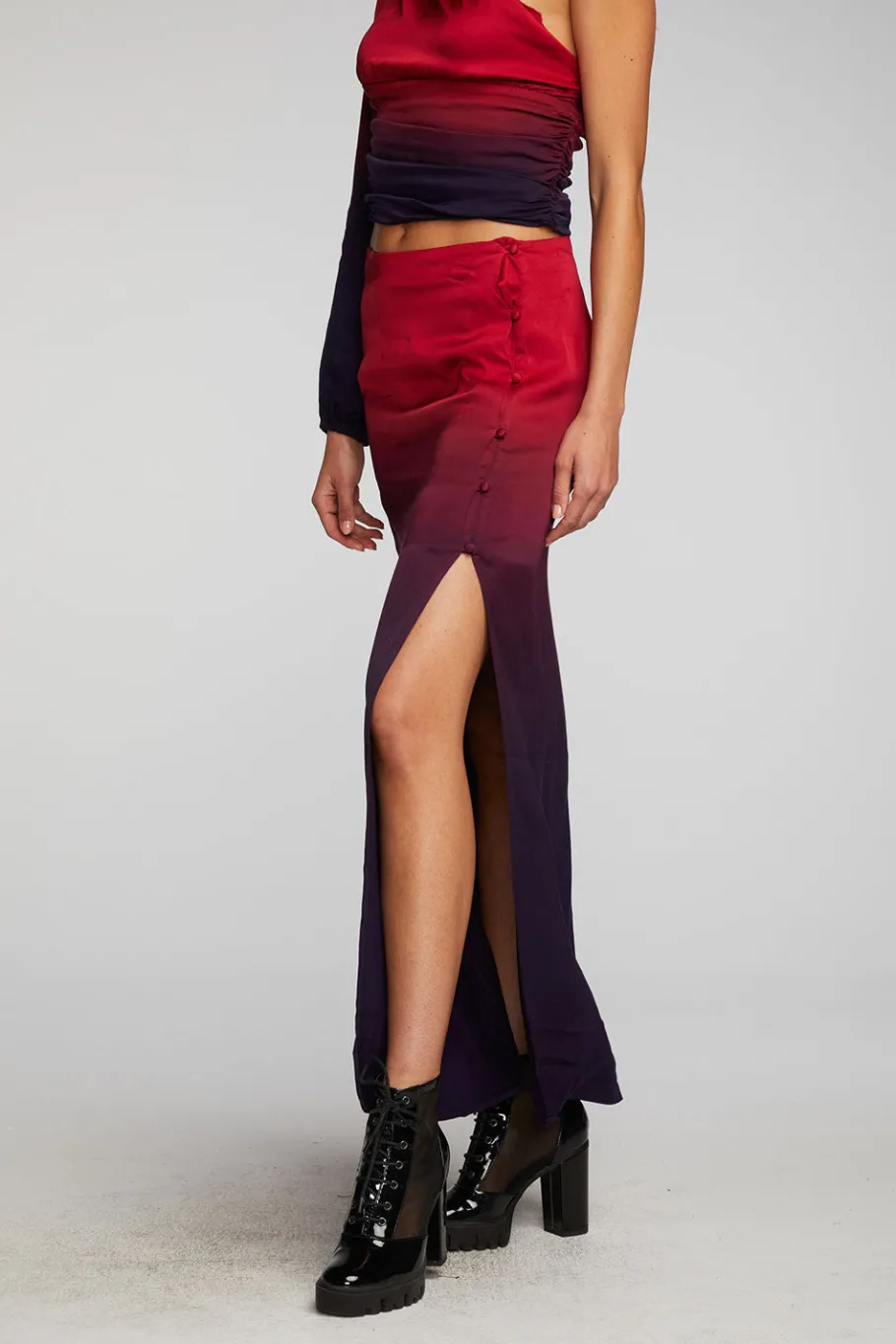 Cheap Chaser Brand Stretch Silky Woven Midi Skirt
