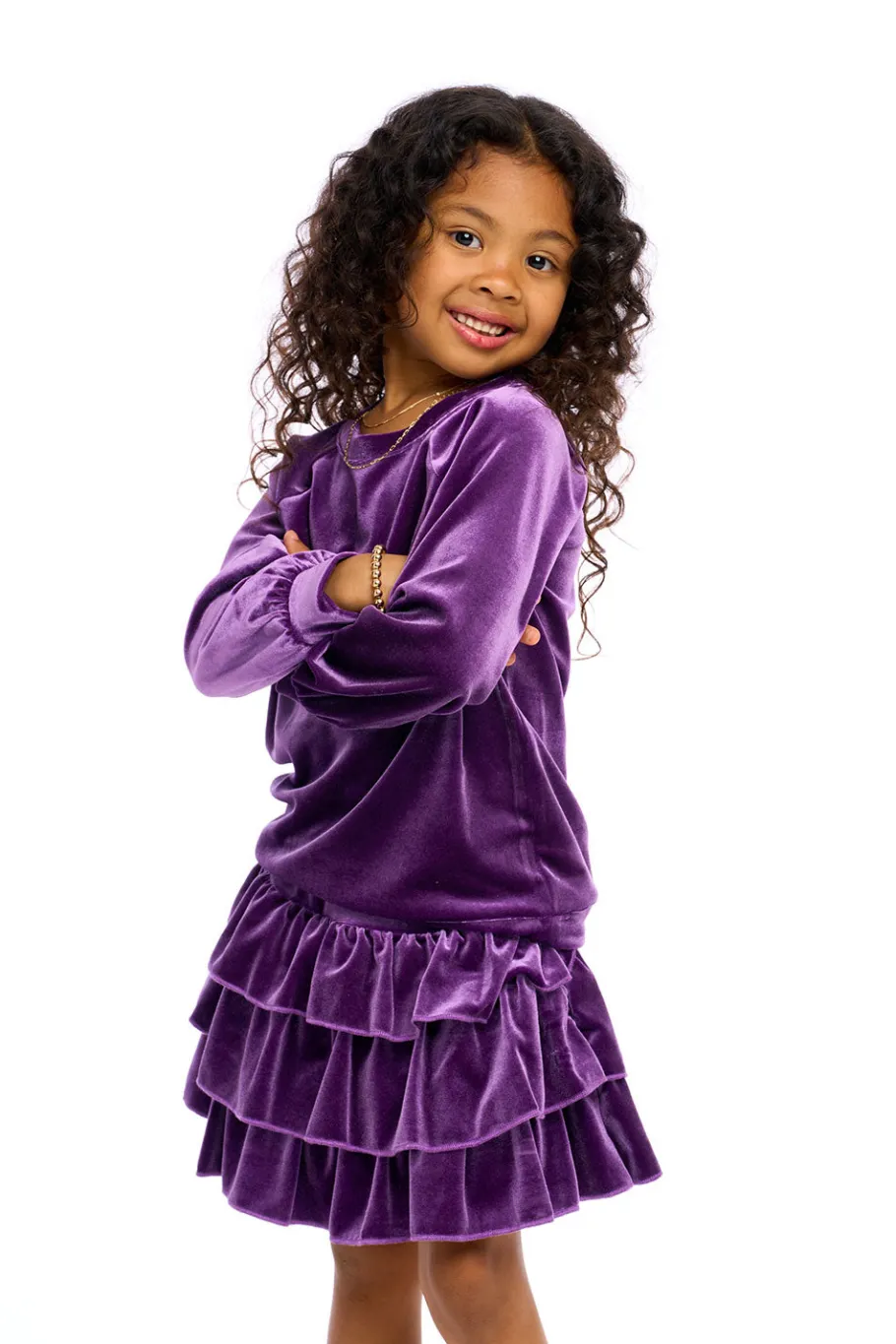 Store Chaser Brand Stretch Velvet Blouson Sleeve Raglan