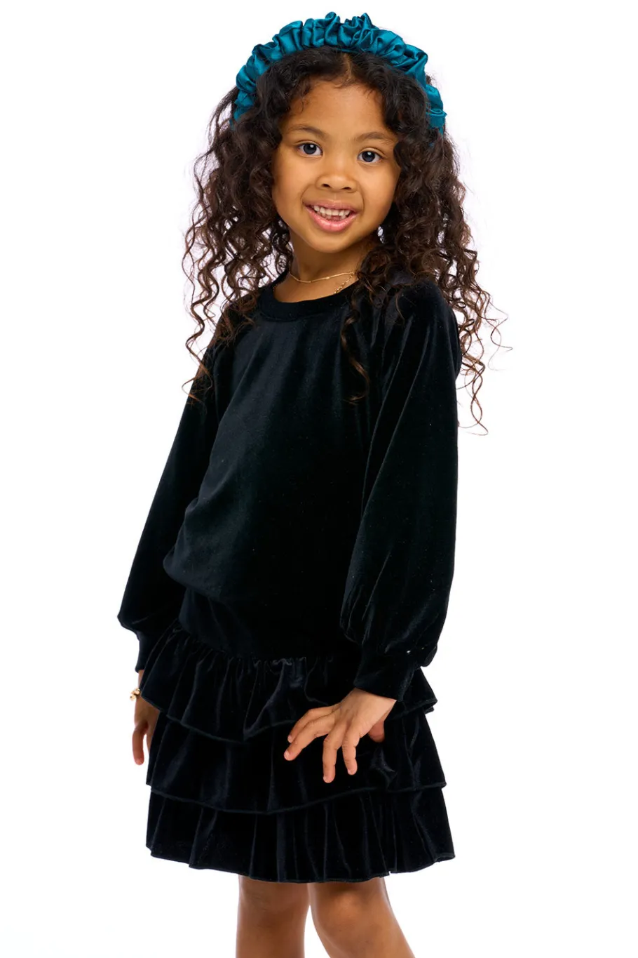 Shop Chaser Brand Stretch Velvet Blouson Sleeve Raglan