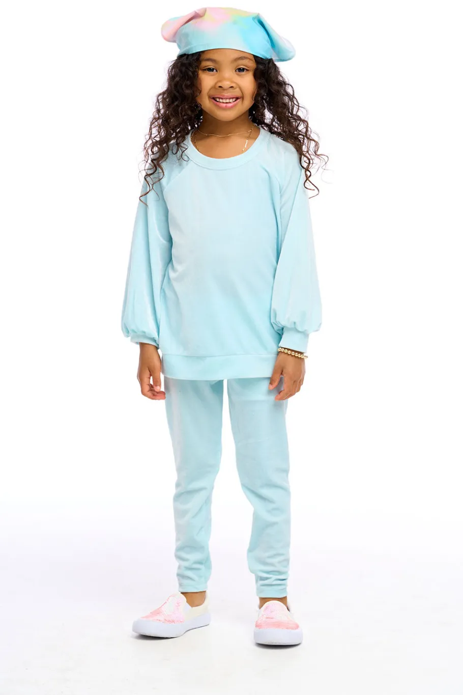 Online Chaser Brand Stretch Velvet Blouson Sleeve Raglan