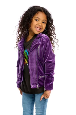 Discount Chaser Brand Stretch Velvet Moto Jacket