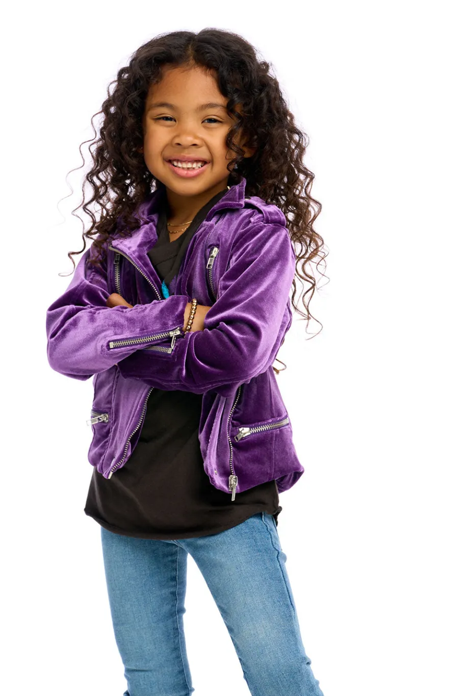 Discount Chaser Brand Stretch Velvet Moto Jacket
