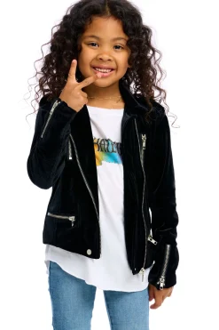Fashion Chaser Brand Stretch Velvet Moto Jacket