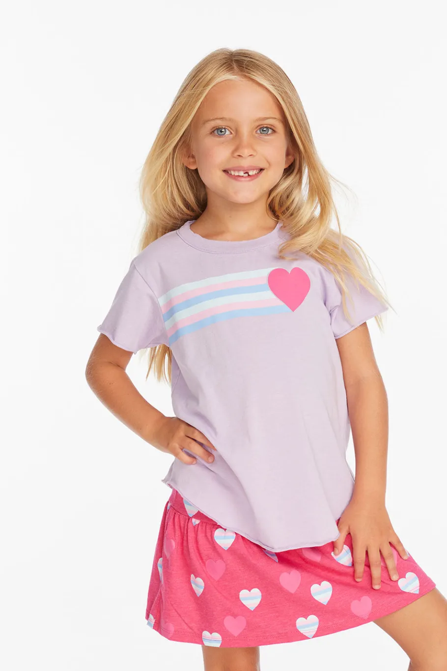 Cheap Chaser Brand Stripe Heart Tee