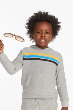 New Chaser Brand Striped Heather Grey Boys Pullover Hoodie