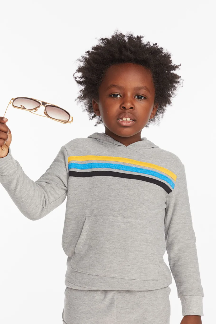 New Chaser Brand Striped Heather Grey Boys Pullover Hoodie