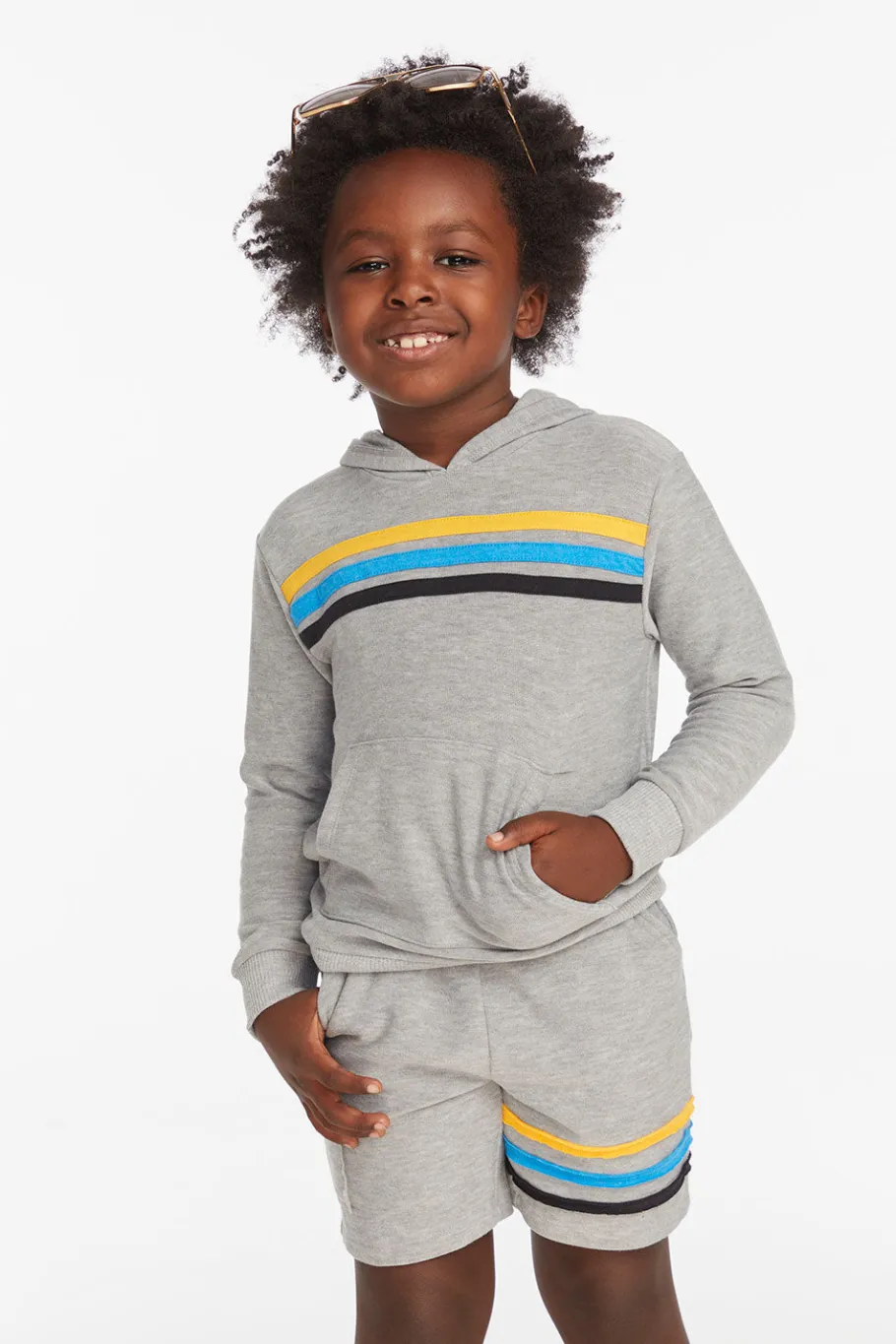 New Chaser Brand Striped Heather Grey Boys Pullover Hoodie